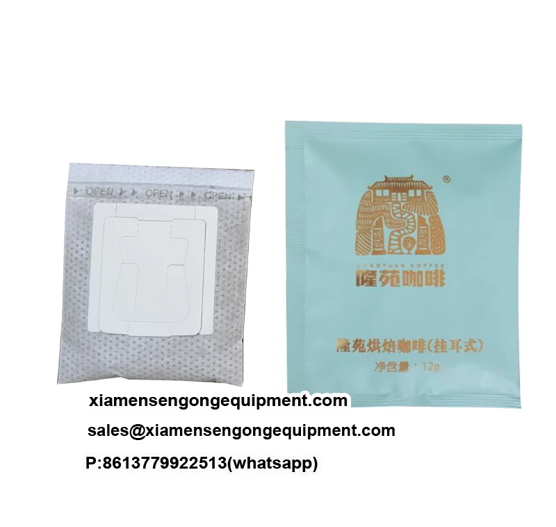 Drip coffee bags with visible granule coffee produced on the C19D machine
