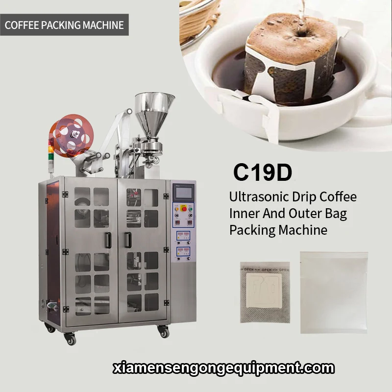 C19D Santos coffee volumetric filling machine with stainless steel frame and control panel