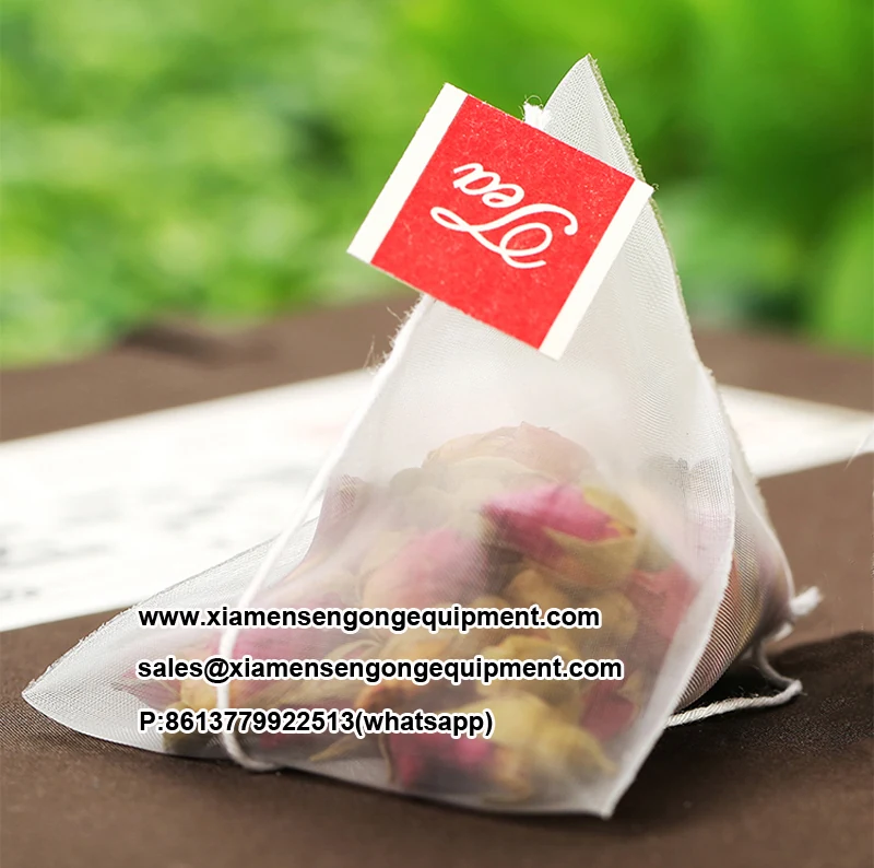 Pyramid tea bags with visible whole leaf produced on the C20DX machine