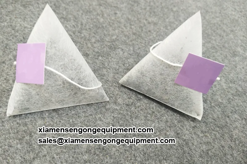 Pyramid tea bags with visible whole leaf produced on the C20DX machine