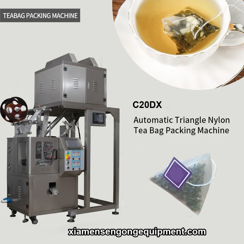 C20DX automatic pyramid tea bag maker machine with stainless steel frame and control panel