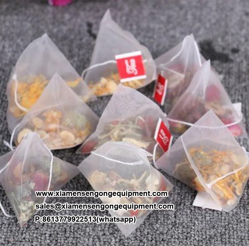Triangular tea bags with visible whole leaf produced on the C20DX machine