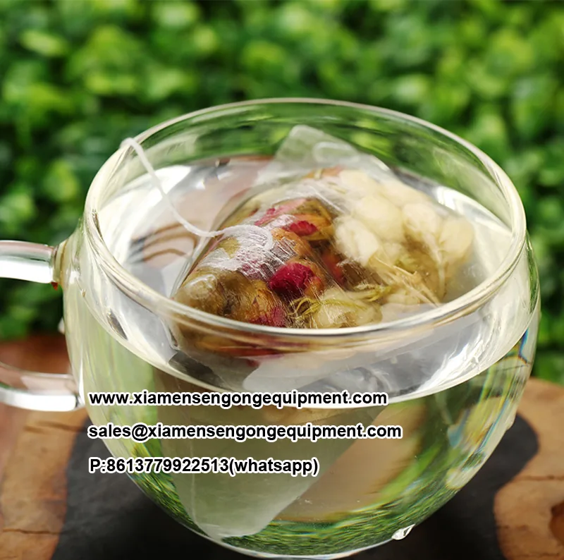 Pyramid tea bags with visible whole leaf produced on the C88DX machine