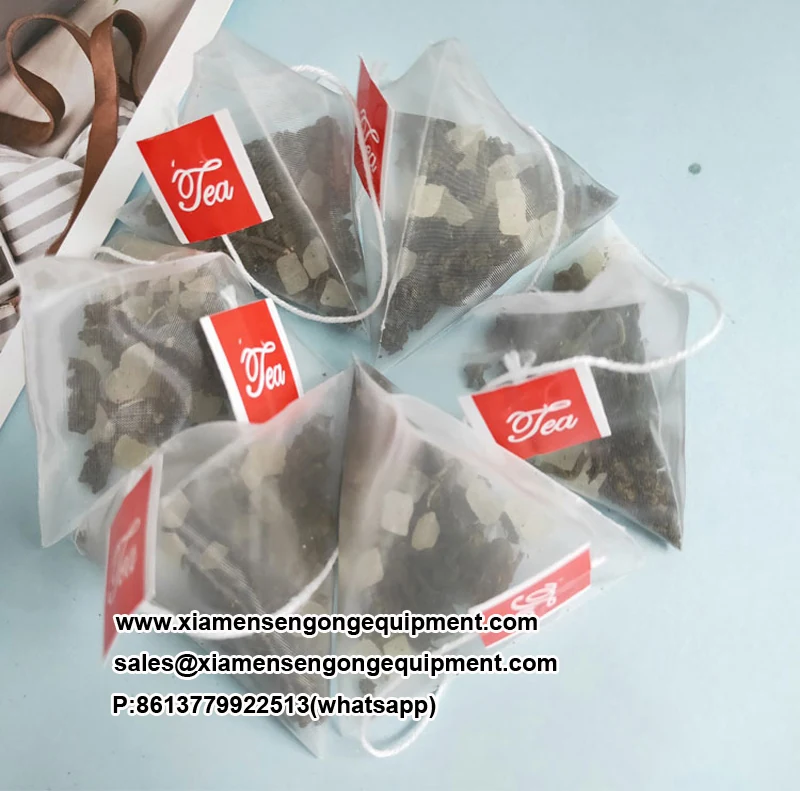 Pyramid tea bags with visible whole leaf produced on the C88DX machine