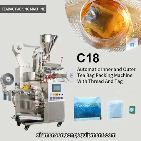 C18 automatic tea bag packing machine with outer envelope forming and photoelectric positioning system