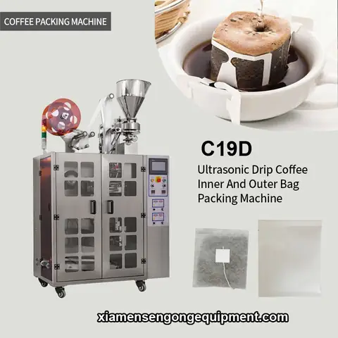 C19D automatic Santos coffee volumetric filling machine with stainless steel frame and control panel