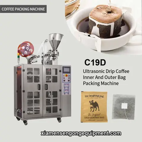 C19D drip bag Coatepec coffee filter ecofriendly machine with stainless steel frame and control panel