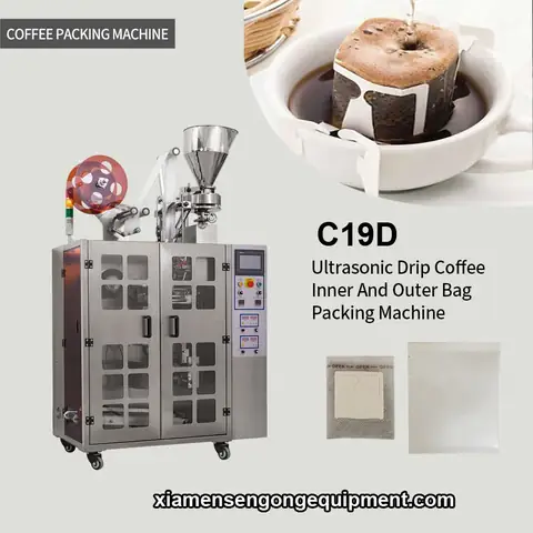 C19D Santos coffee volumetric filling machine with stainless steel frame and control panel