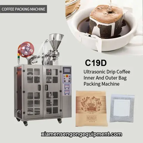 C19D ultrasonic seal commercial Java coffee packaging equipment with stainless steel frame and control panel