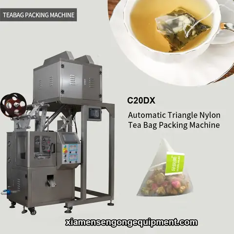 C20DX automatic rectangle fruit tea bag production machine with stainless steel frame and control panel