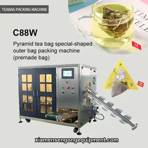 C88W special type pyramid tea outer bag packing machine with stainless steel frame and control panel