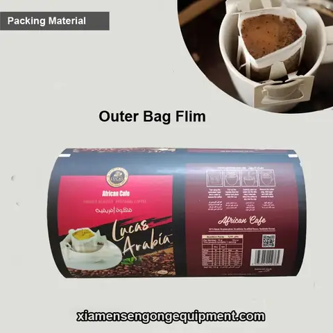 Roll of outer coffee bag film with printed logo and custom color design
