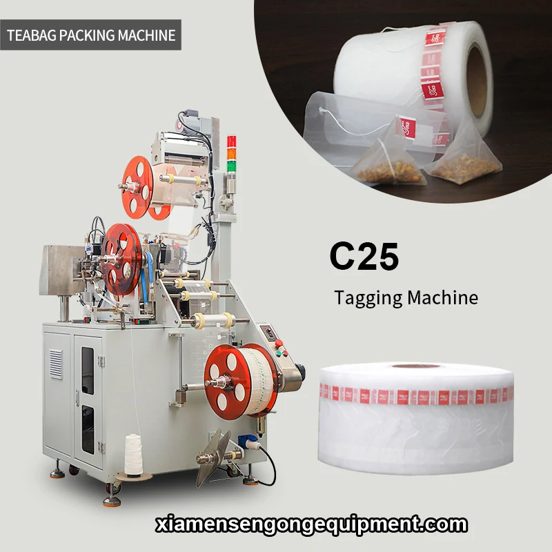 C25 nylon tagging tea rolling machine with ultrasonic sealing heads and control panel
