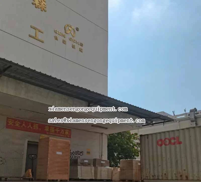 Sengong packing machines at Delivery 20 GP C28DX pyramid tea bag packing machine cargo to India