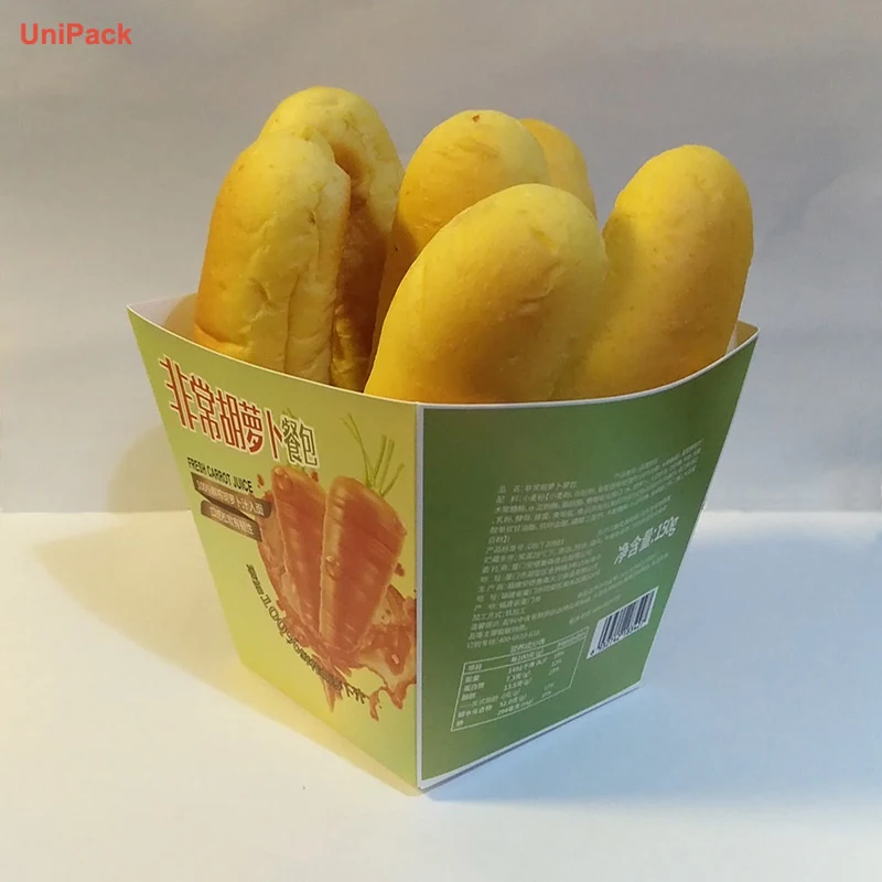 Food grade art card bread paper box with printed bakery logo