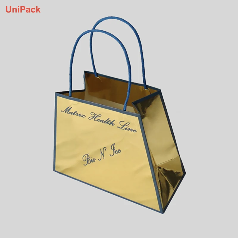 White art card euro paper carrier bag with twisted paper handles