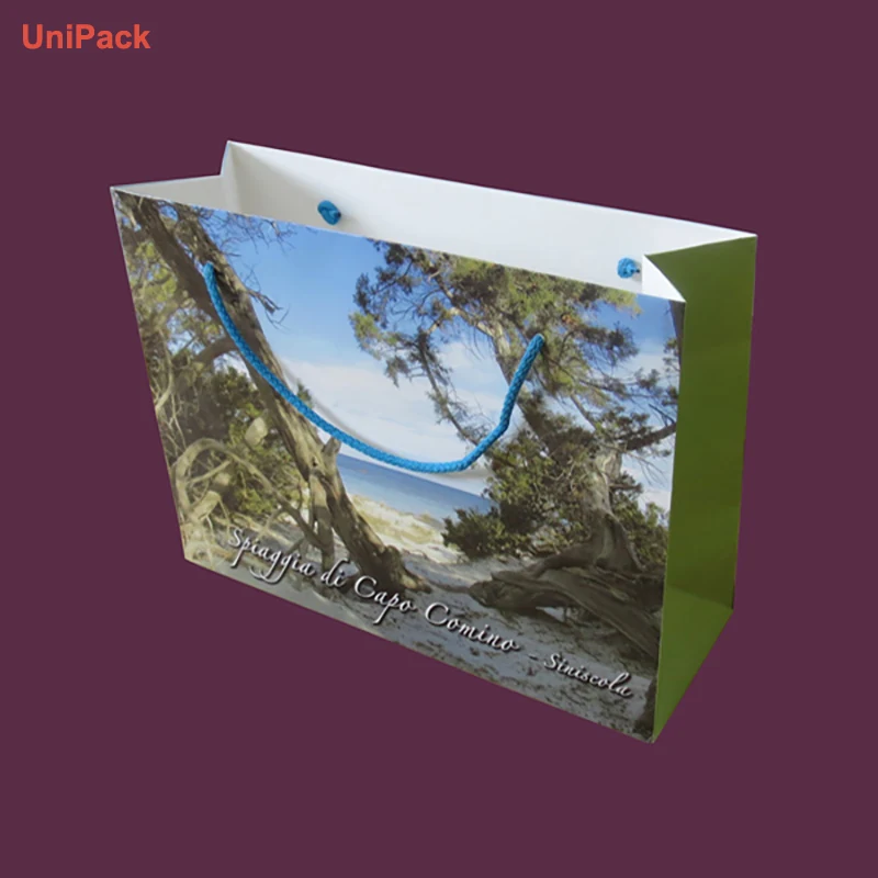 Printed white art card paper bag used for webshop order packing