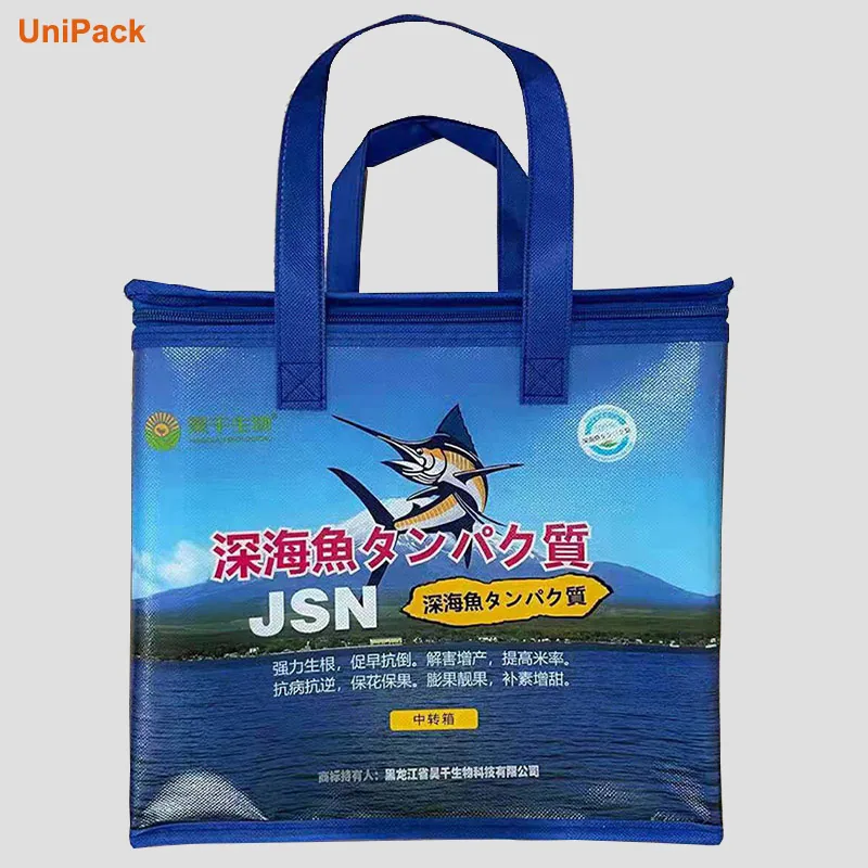 Portable travel cooler bag in nonwoven fabric with aluminium lined interior