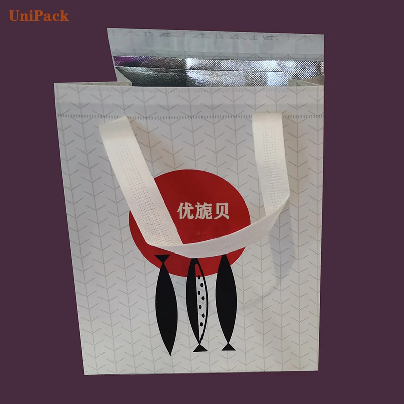 Travel cooler bag with printed brand logo on nonwoven outer fabric, view 2