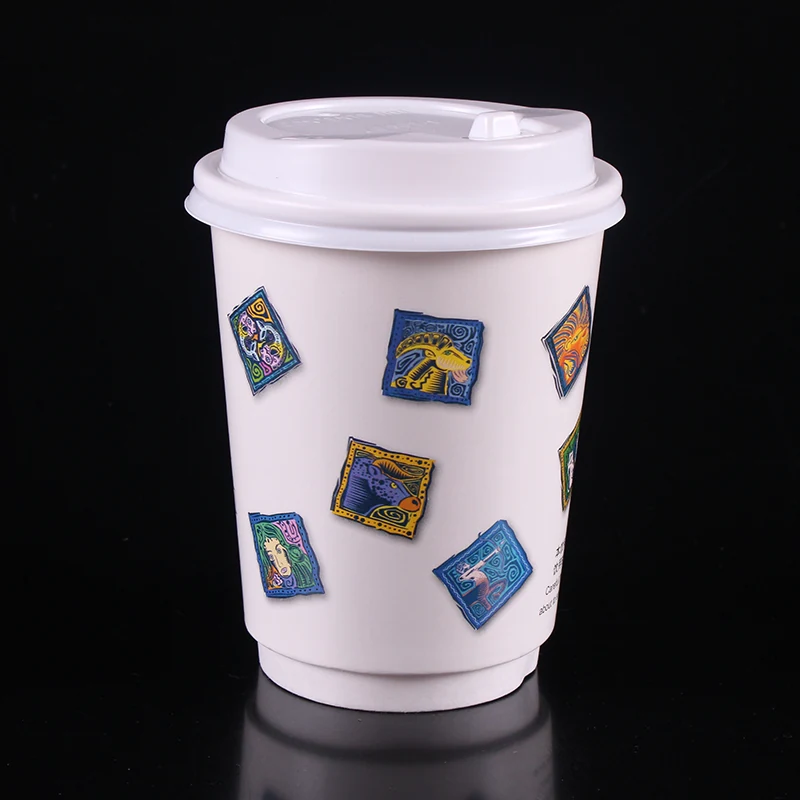 Printed single and double wall paper coffee cups with brand logo