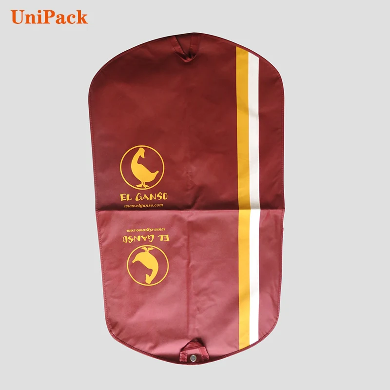 Coloured nonwoven suit cover garment bag with zip and printed shop logo