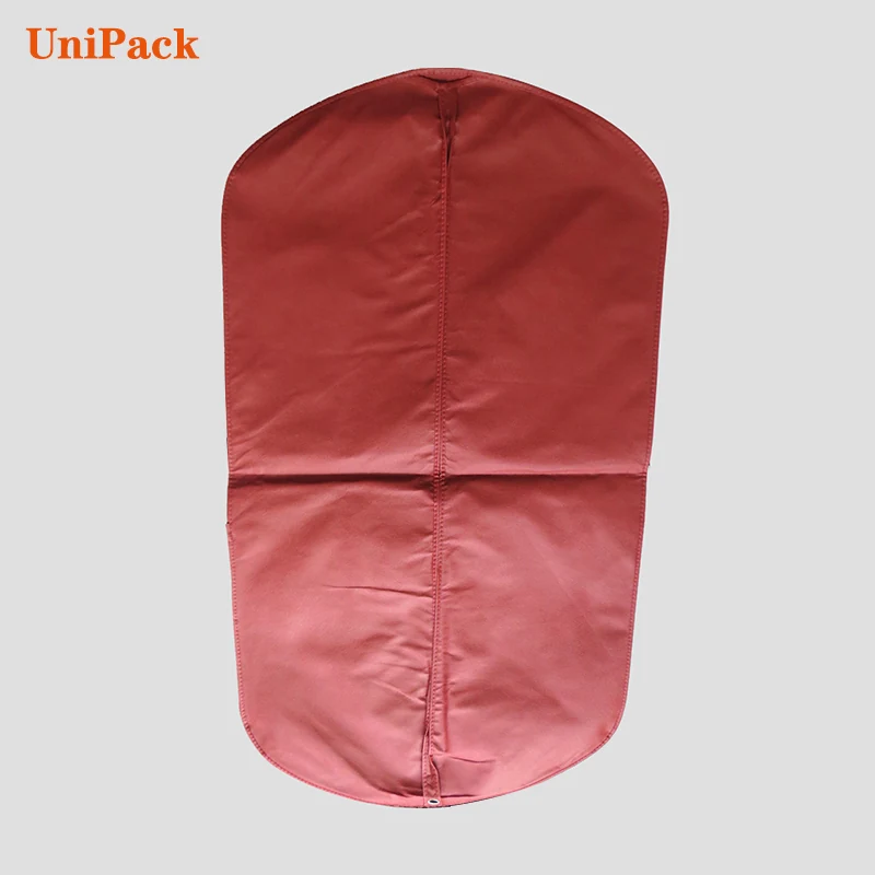 Coloured nonwoven suit cover garment bag with zip and printed shop logo, view 2