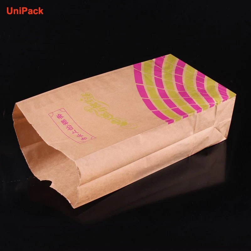Food grade white kraft SOS paper bag for bakery takeaway