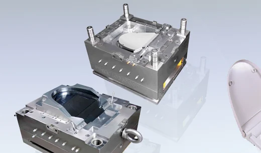 Two open injection moulds for sanitary ware parts