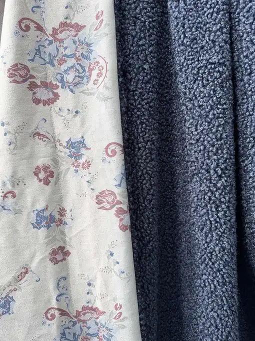 Teddy Faux Fur Throw – Navy with Denim print back view