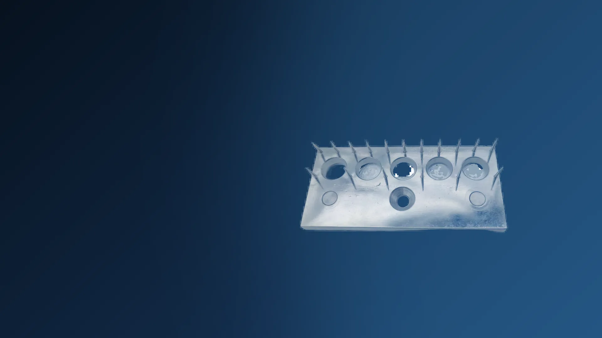 Stenter pin plate with two rows of steel pins and mounting holes