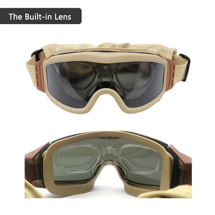 TA-RK003 tactical goggle fitted under a tactical helmet