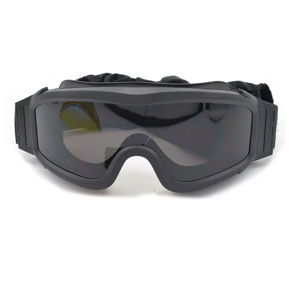 Close-up of the TA-RK003 goggle lens with anti-fog coating and anti-scratch finish