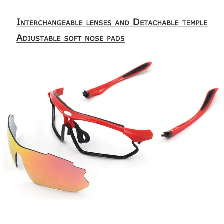 CL-J037 cycling glasses with multiple lens options and accessories