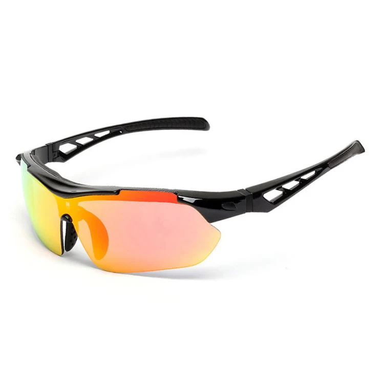 CL-J069 sunglasses fitted on a model with a cycling helmet