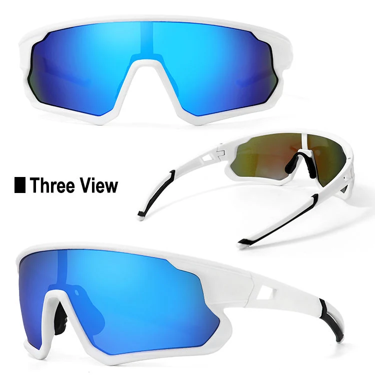 CL-J129 sunglasses worn during a cycling activity, showing secure fit and lightweight design
