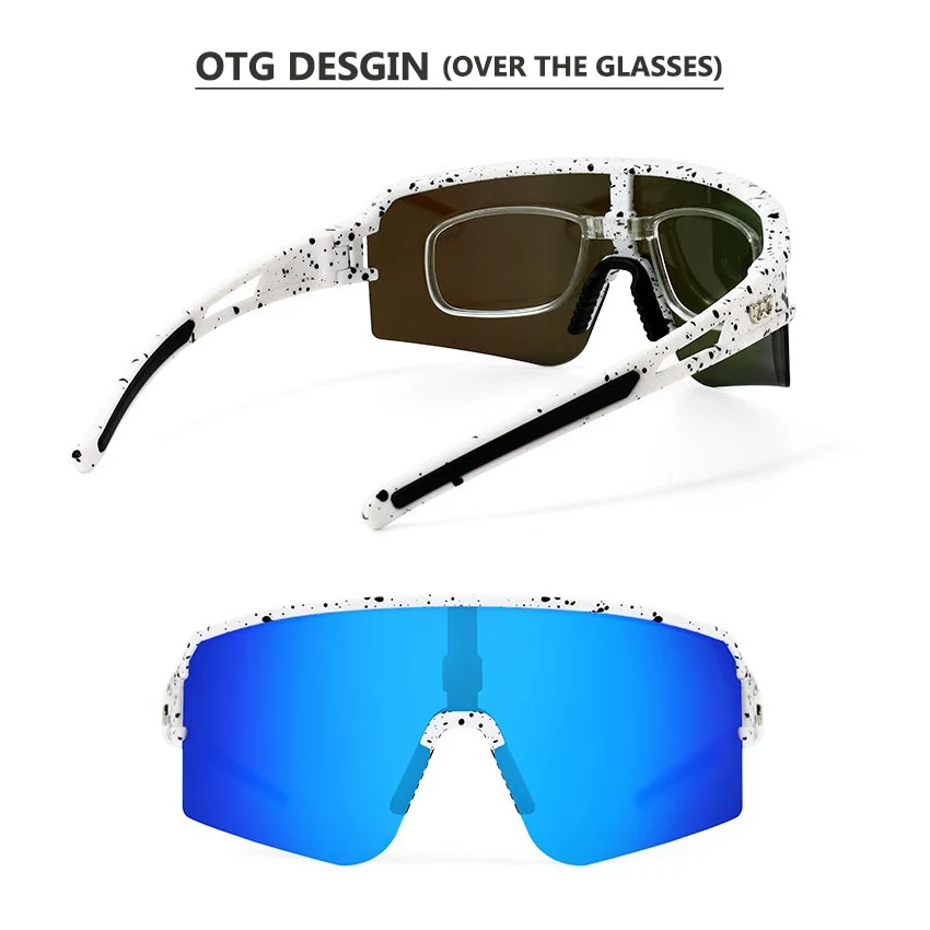 CL-J132 cycling glasses shown with adjustable soft nose pads and anti-slip arm tips