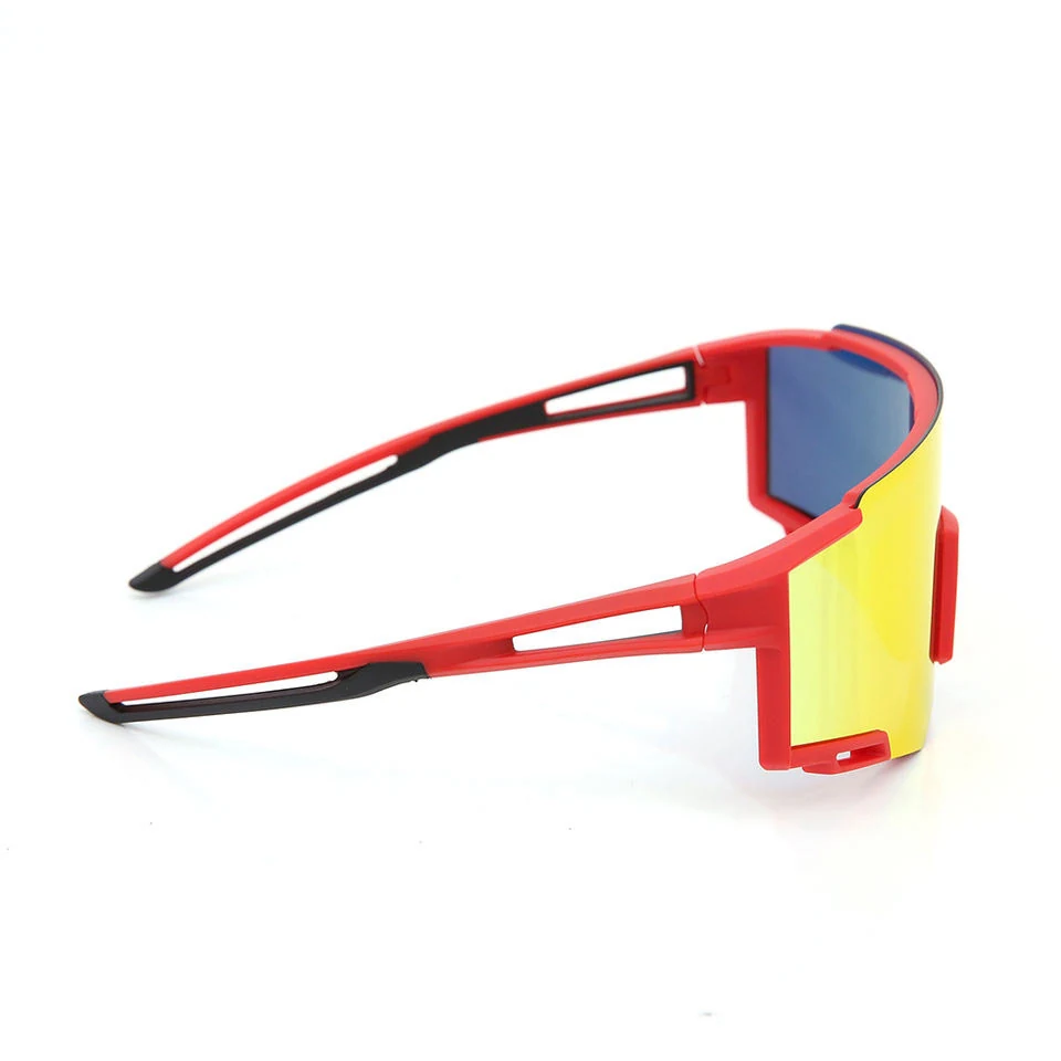 CL-Y025 safety sports glasses shown with polarized lens option and soft rubber arm pieces