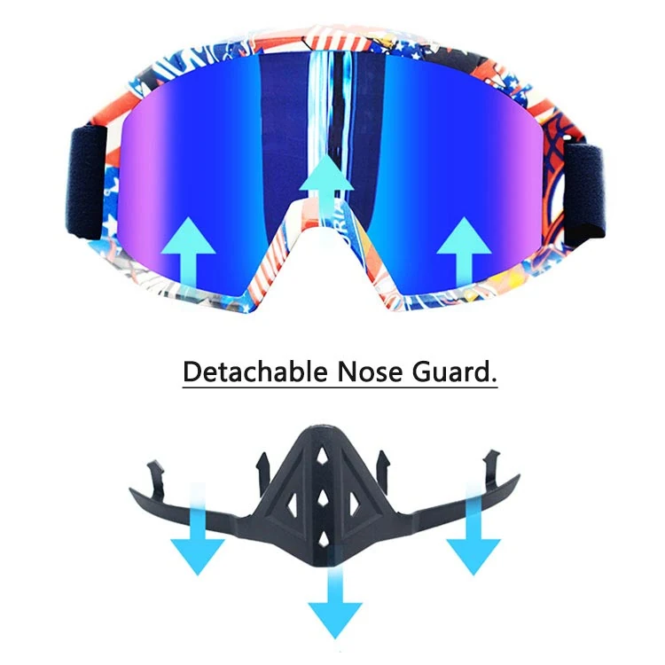 MT-J017N goggle shown with nose guard detached, highlighting the slot connection