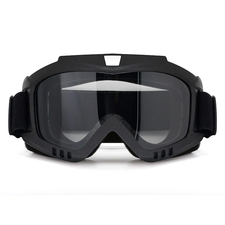 MT-Y655 goggle fitted under a motorcycle helmet with adjustable silicone strap