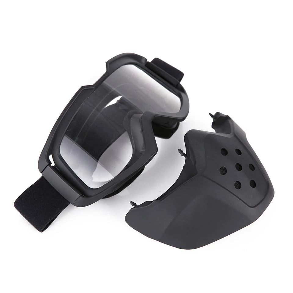 MT-Y838M goggles shown with face mask attached, highlighting the soft sponge foam padding