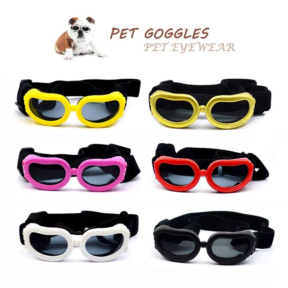 Side view of PG-BP060 dog goggles showing adjustable head and chin straps