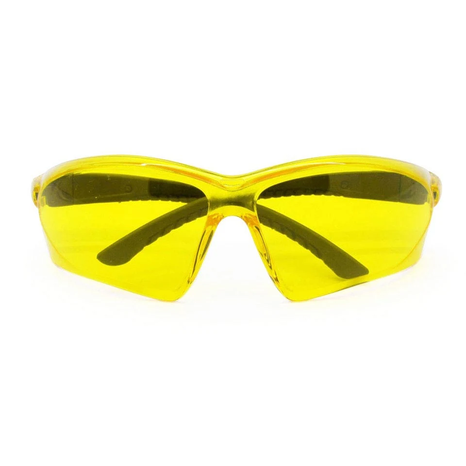 SG-JN137A eyewear worn on a person with a yellow lens in bright indoor lighting