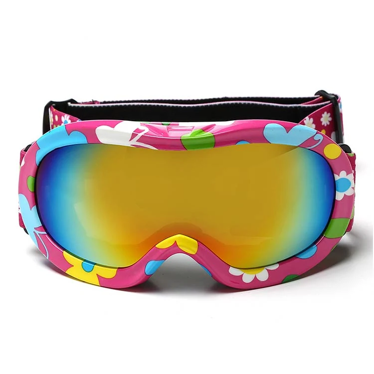 SK-J017 kids ski goggle with clear HD polycarbonate lens and black TPU frame