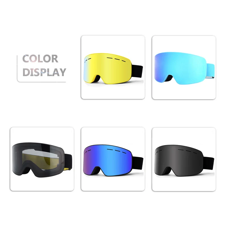 Close-up of the dual-layer lens and ventilation system on SK-J026 ski goggles