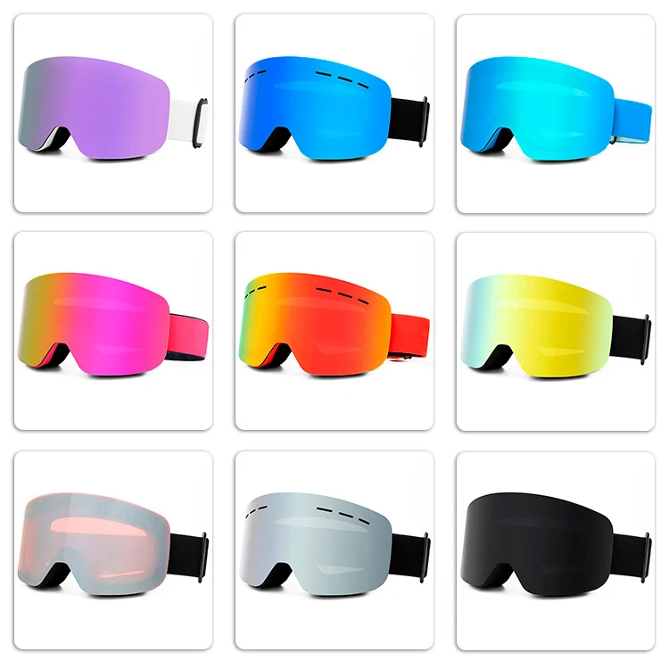 SK-J028 goggle worn under a ski helmet with prescription glasses visible