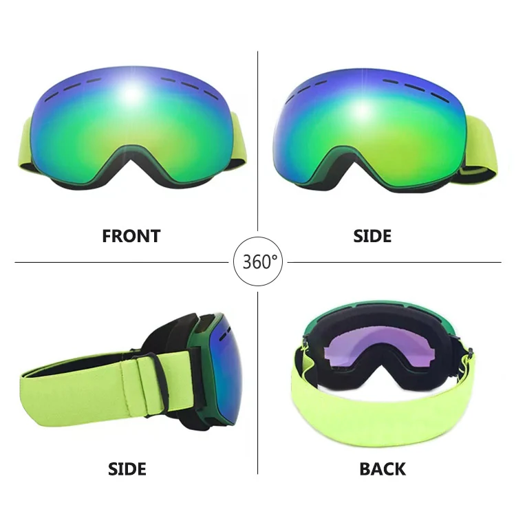 Close-up of SK-J029 goggle showing the flexible TPU frame and lens coating