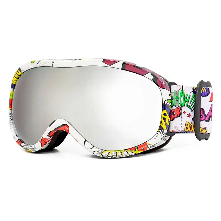 Side view of SK-J032 goggle showing triple-layer face foam and adjustable silicone-lined strap