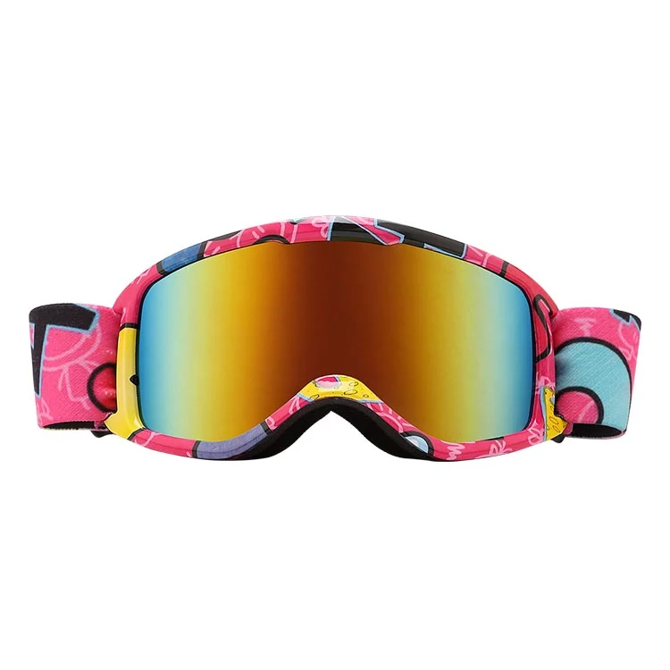 Side view of SK-J040 goggle showing triple-layer face foam and adjustable silicone strap