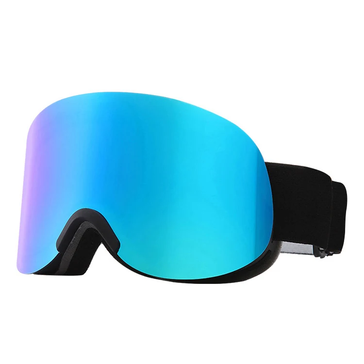 SK-J041 frameless snowboard goggle with cylindrical lens and black TPU frame