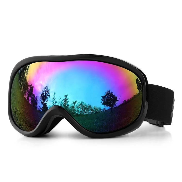 Side view of SK-J043 goggle showing triple-layer face foam and adjustable silicone-lined strap